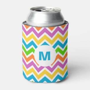 Rafraîchisseur Pour Canette Couleurs vives personnalisées Chevron Monogramme