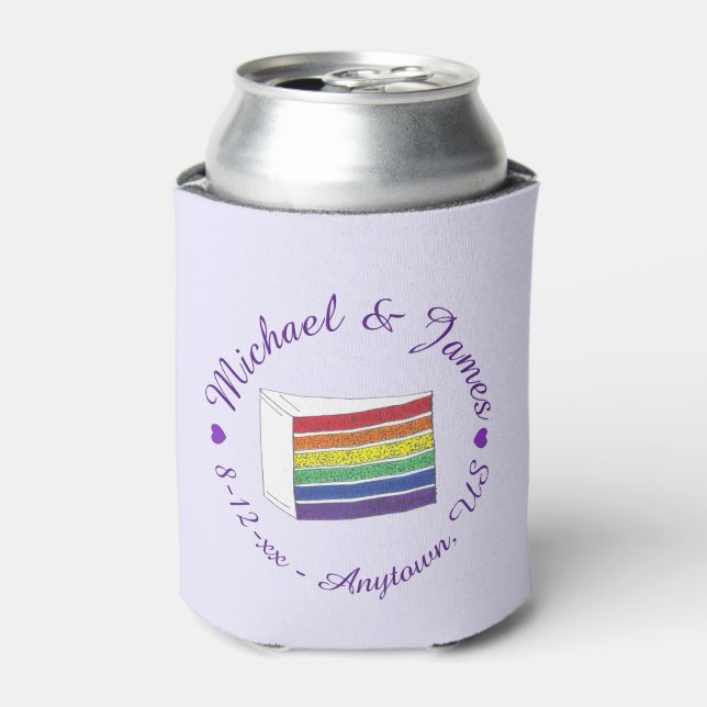 Rafraîchisseur Pour Canette Coupe de gâteau Mariage arc-en-ciel Coeur pourpre  (Can devant)