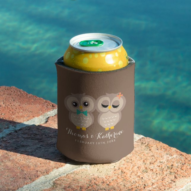 Rafraîchisseur Pour Canette Couple de hibou adorable Personnalisé (Piscine in situ)