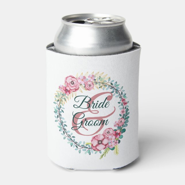 Rafraîchisseur Pour Canette Courbe Florale De Mariage Et De Groom (Can devant)