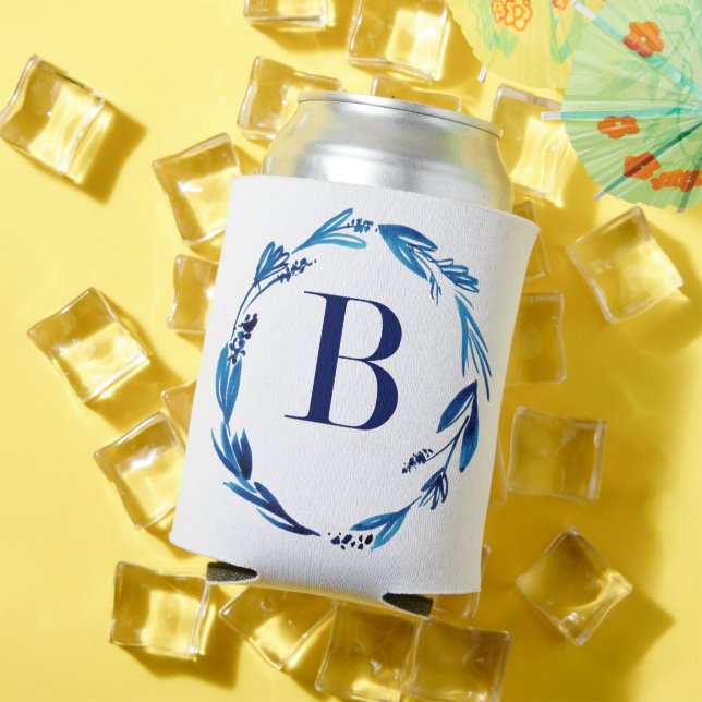 Rafraîchisseur Pour Canette Couronne florale bleue 'B' (Été in situ)