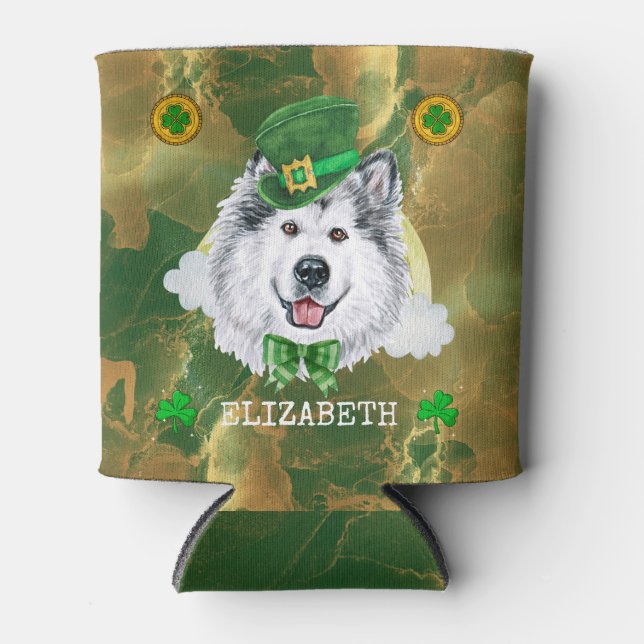 Rafraîchisseur Pour Canette Coutume Alaskan Malamute Gold St. Patricks (Devant)