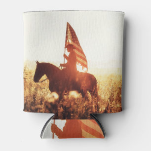 Rafraîchisseur Pour Canette Cowboy Portrait USA Flag Thème.
