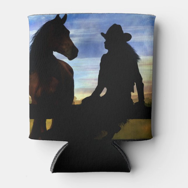 Rafraîchisseur Pour Canette Cowgirl and Horse Country Western (Devant)