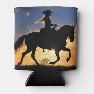 Rafraîchisseur Pour Canette Cowgirl Country Western et Cheval 