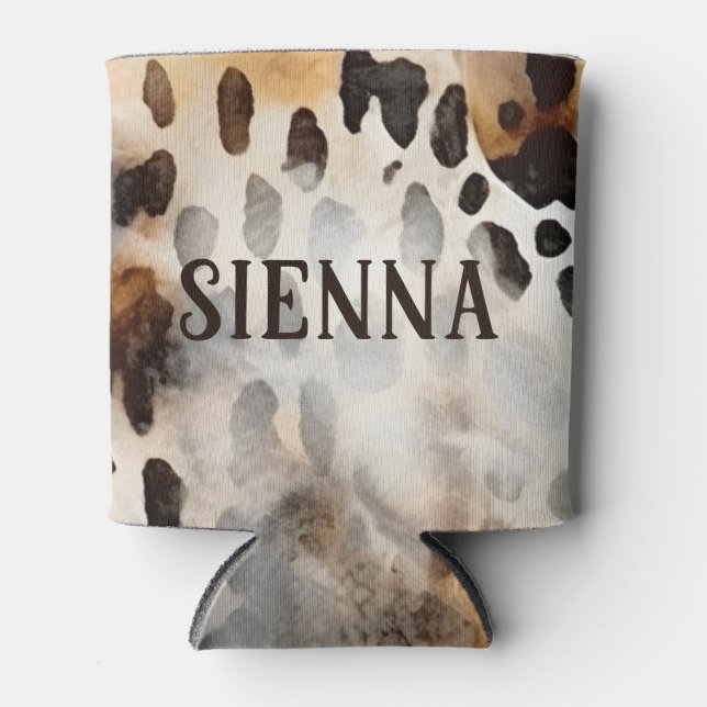 Rafraîchisseur Pour Canette Cowhide Empreinte de léopard Peau animale Art Abst (Devant)
