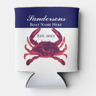Rafraîchisseur Pour Canette Crabe Burgundy Nautique Maroon Rouge Can Cooler