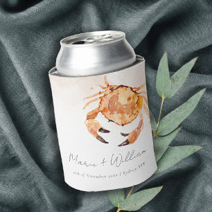 Rafraîchisseur Pour Canette Crabe côtière de sable orange rouille Mariage naut