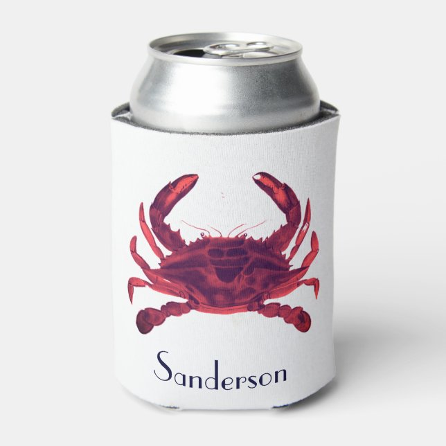 Rafraîchisseur Pour Canette Crabe Nautique Bourgogne Rouge Maroon (Can devant)