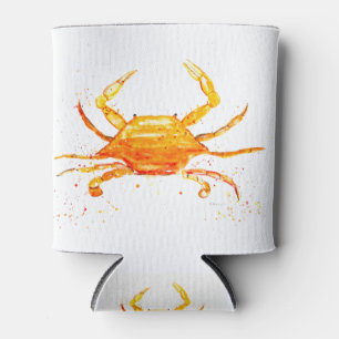 Rafraîchisseur Pour Canette Crabe orange aquarelle coquillage tropical océan