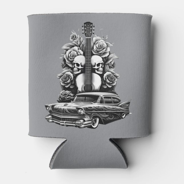 Rafraîchisseur Pour Canette Crânes, Roses & Lowrider Art Can Cooler (Devant)