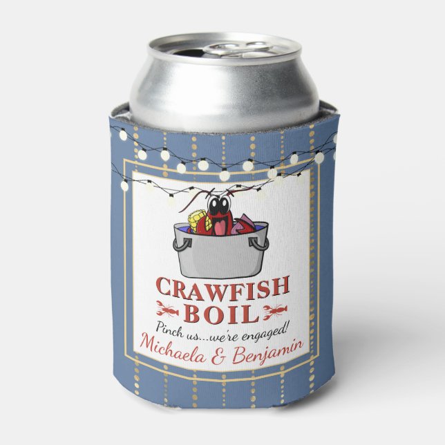 Rafraîchisseur Pour Canette Crawfish Seafood Boil Blue Gold Party Fiançailles (Can devant)