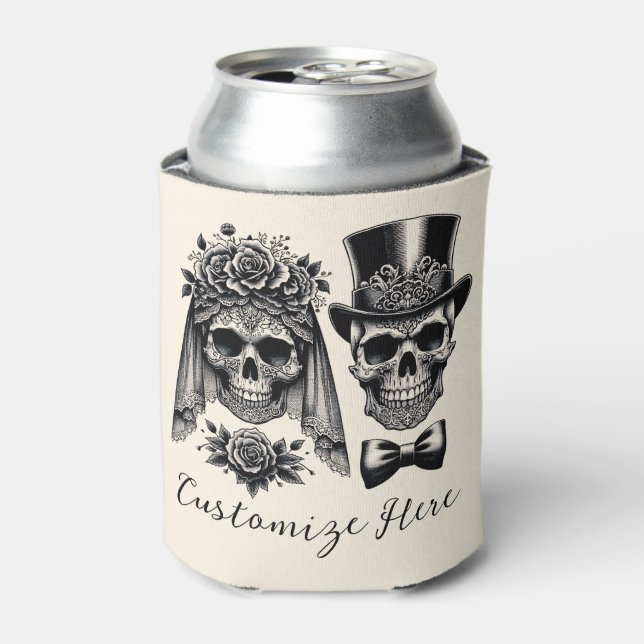 Rafraîchisseur Pour Canette Cream Black & Gold Vintage Skeleton Mariage (Can devant)