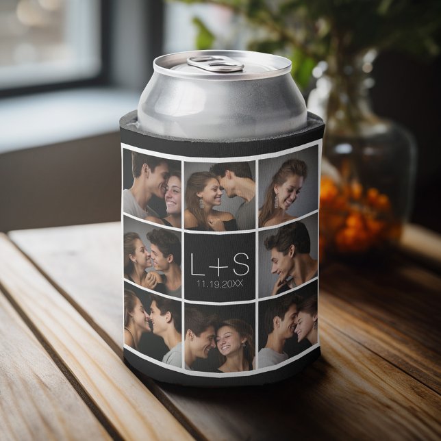Rafraîchisseur Pour Canette Créez votre propre collection photo Mariage Monogr (Personalized Can Cooler - Add Your name for a great wedding anniversary party favor)