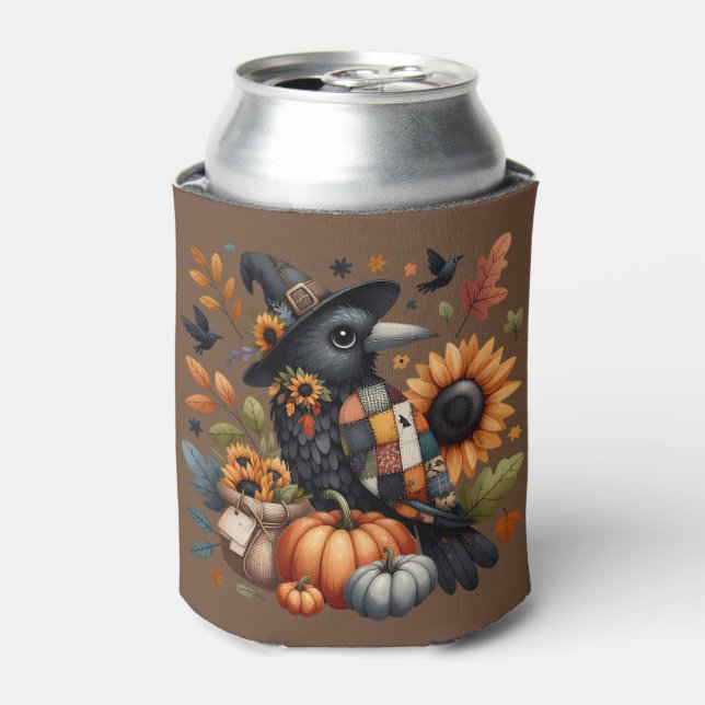 Rafraîchisseur Pour Canette Crow Whimsical avec Citrouilles et tournesols (Can devant)