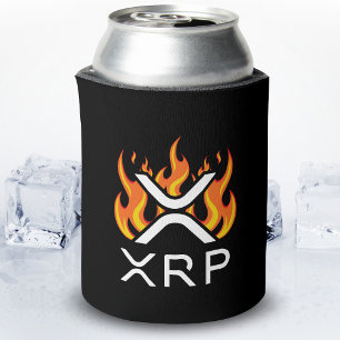 Rafraîchisseur Pour Canette Crypto-monnaie XRP Crypto Orange Flammes Feu Fondr