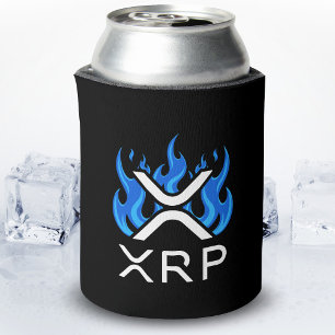 Rafraîchisseur Pour Canette Cryptomonnaie XRP Crypto Flammes Bleues Feu Fondre