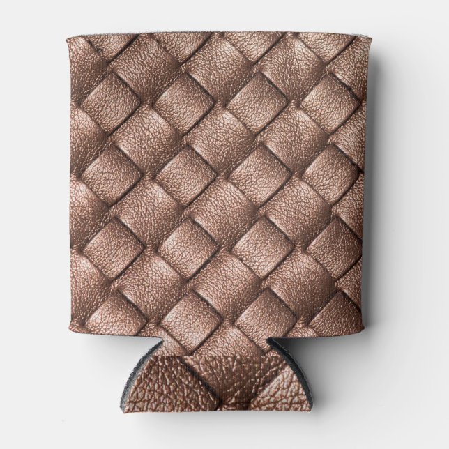Rafraîchisseur Pour Canette Cuir tissé, arrière - plan couleur bronze. (Devant)