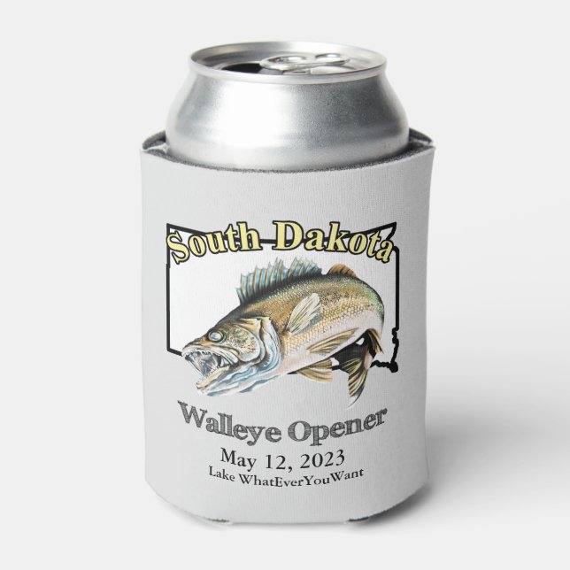 Rafraîchisseur Pour Canette Custom Lake and Date South Dakota Walleye Opener (Can devant)