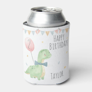 Rafraîchisseur Pour Canette Cute Aquarelle Dinosaure Anniversaire Garçon Perso