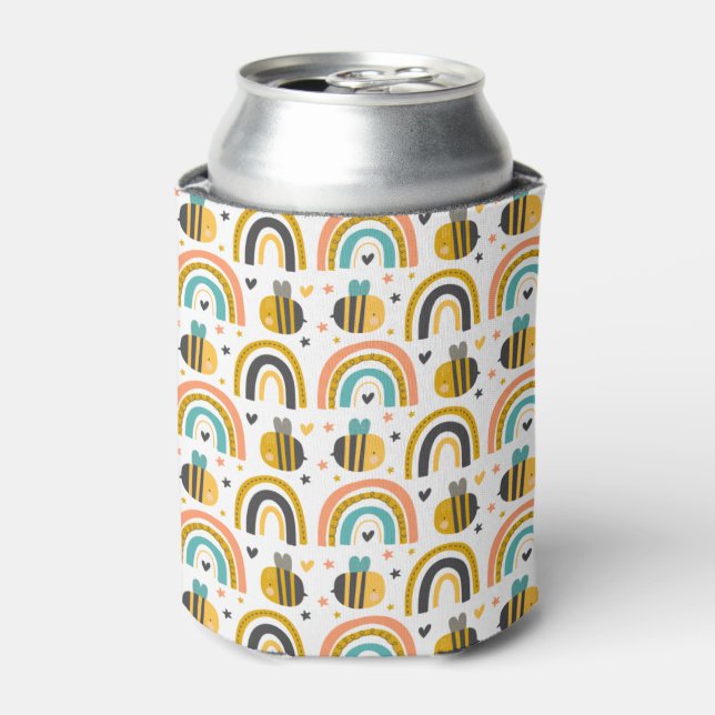 Rafraîchisseur Pour Canette Cute Bumble Bee et Rainbows Motif (Can devant)