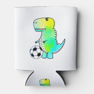 Rafraîchisseur Pour Canette Cute Dinosaur Aime Le Football Aquarelle