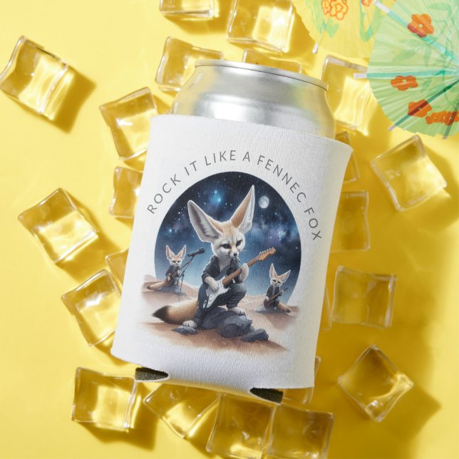 Rafraîchisseur Pour Canette Cute Fennec Renards Rocheuses Guitares Acoustiques (Été in situ)