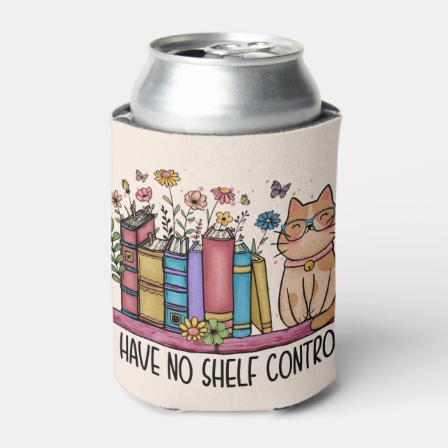 Rafraîchisseur Pour Canette Cute Floral Livres et Chat (Can devant)