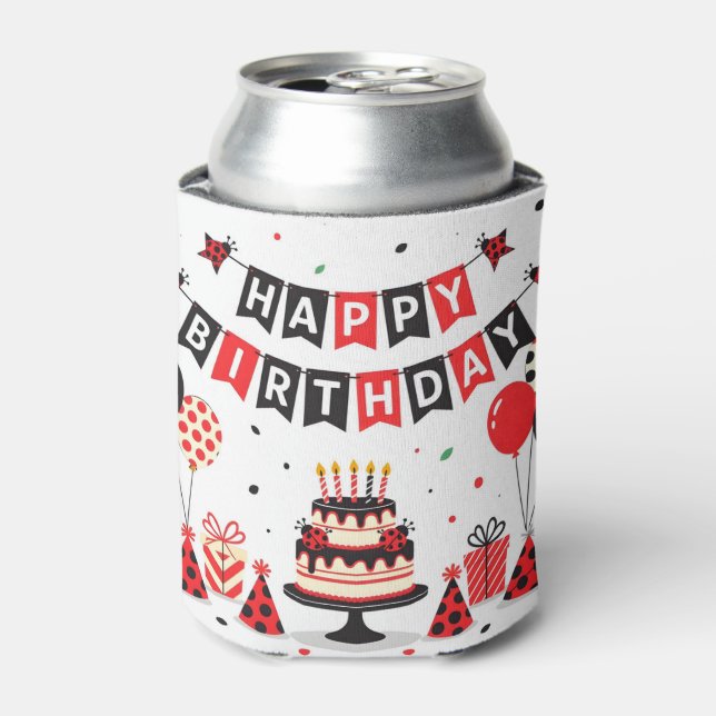 Rafraîchisseur Pour Canette Cute Happy Birthday ladybug theme (Can devant)