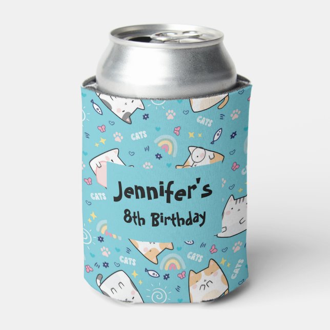 Rafraîchisseur Pour Canette Cute Kitty Cats Whimsical Motif Anniversaire (Can devant)