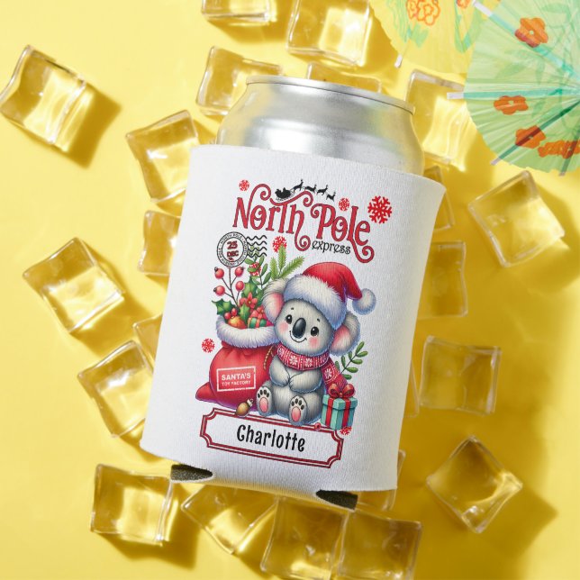 Rafraîchisseur Pour Canette Cute Koala Chirstmas Nom personnalisé (Été in situ)