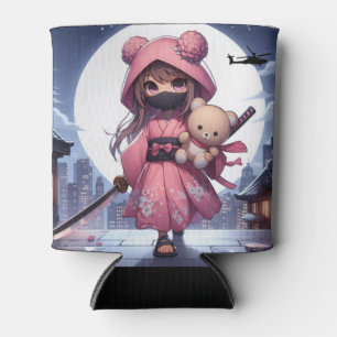 Rafraîchisseur Pour Canette Cute ninja guerrière fille & teddy
