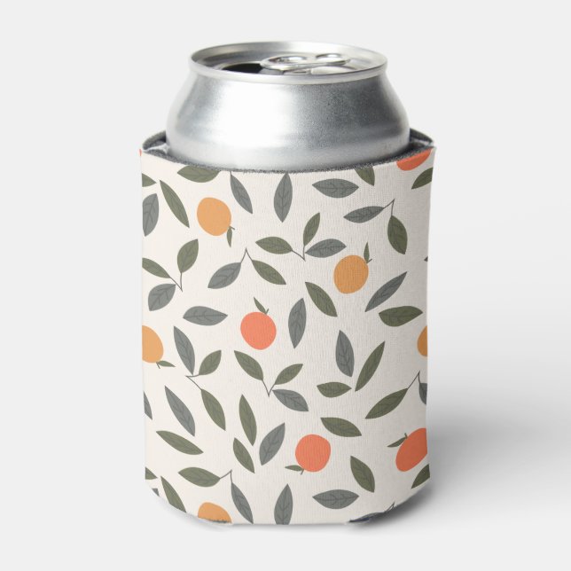 Rafraîchisseur Pour Canette Cute Orange et Motif Feuille (Can devant)