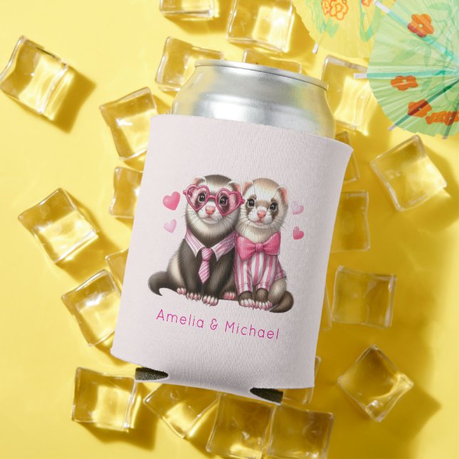 Rafraîchisseur Pour Canette Cute Otter Couple dans Love Valentine's Day (Été in situ)