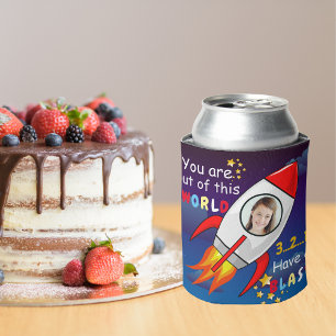 Rafraîchisseur Pour Canette Cute Outer Space Rocket Ship Blast Off Birthday
