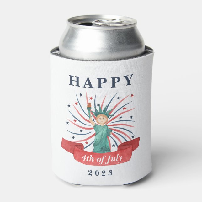 Rafraîchisseur Pour Canette Cute Patriotique Rouge Blanc Et Bleu 4 juillet (Can devant)