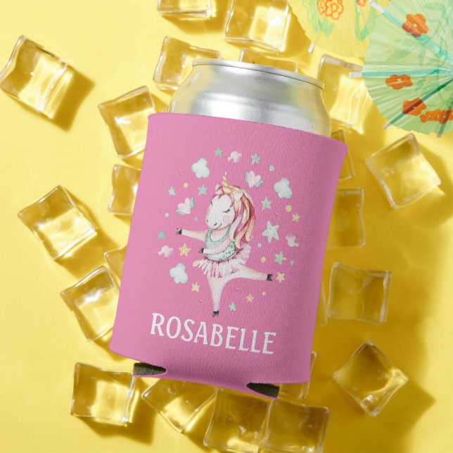 Rafraîchisseur Pour Canette Cute Unicorn Ballerina Girly PInk Enfants (Été in situ)