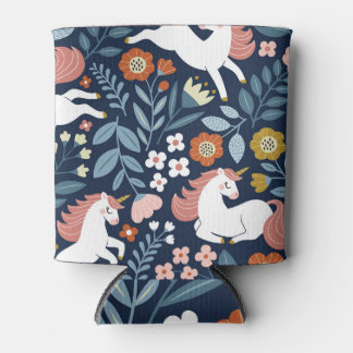 Rafraîchisseur Pour Canette Cute Unicornes Floral Vintage Motif