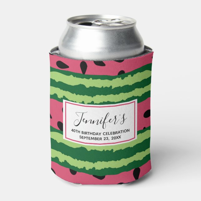 Rafraîchisseur Pour Canette Cute Watermelon Motif rose et vert Anniversaire (Can devant)