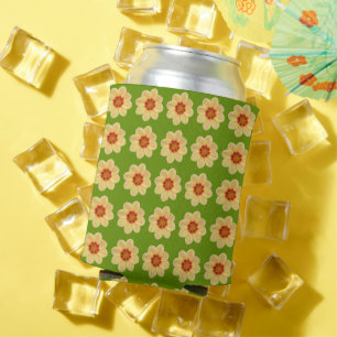 Rafraîchisseur Pour Canette Dahlia jaune motif floral sur vert
