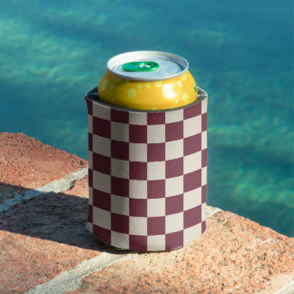 Rafraîchisseur Pour Canette Damier bordeaux et beige