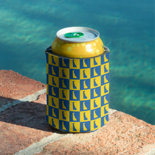 Rafraîchisseur Pour Canette Damier Delaware Bleu Jaune Or