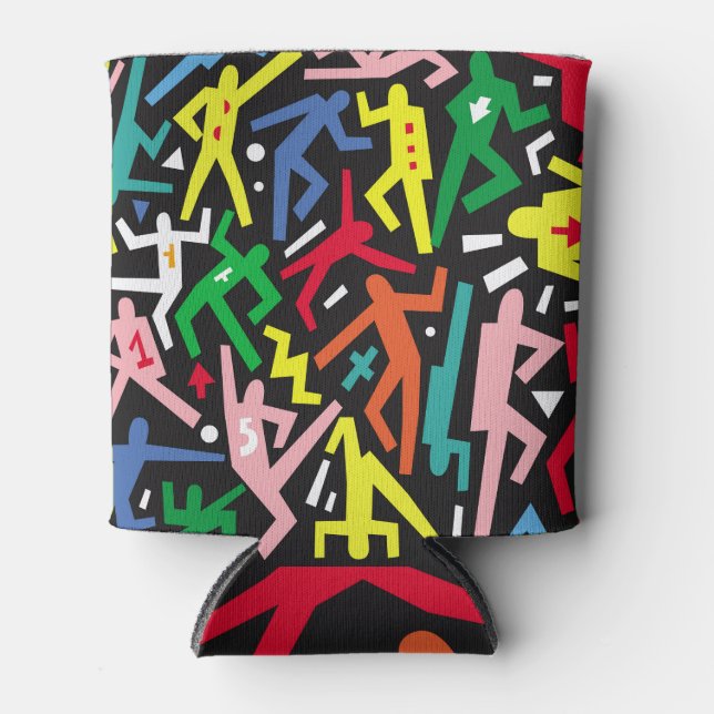 Rafraîchisseur Pour Canette Danser des gens, doodle set motif. (Devant)