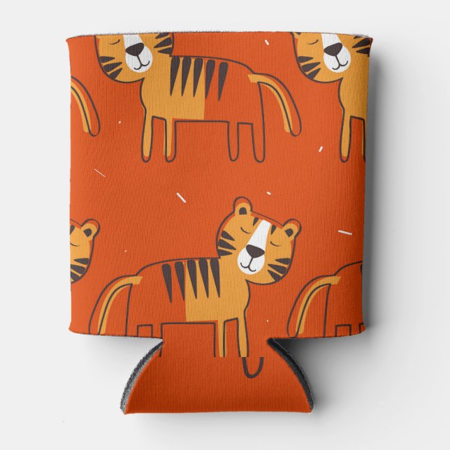 Rafraîchisseur Pour Canette Décor Tigre Coloré Dessiné À La Main (Devant)