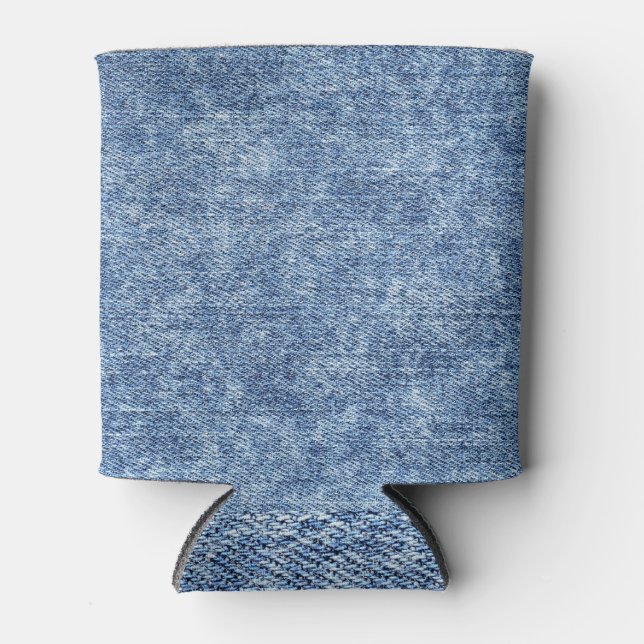 Rafraîchisseur Pour Canette Dénim bleu lavement acide, texture de gros plan. (Devant)
