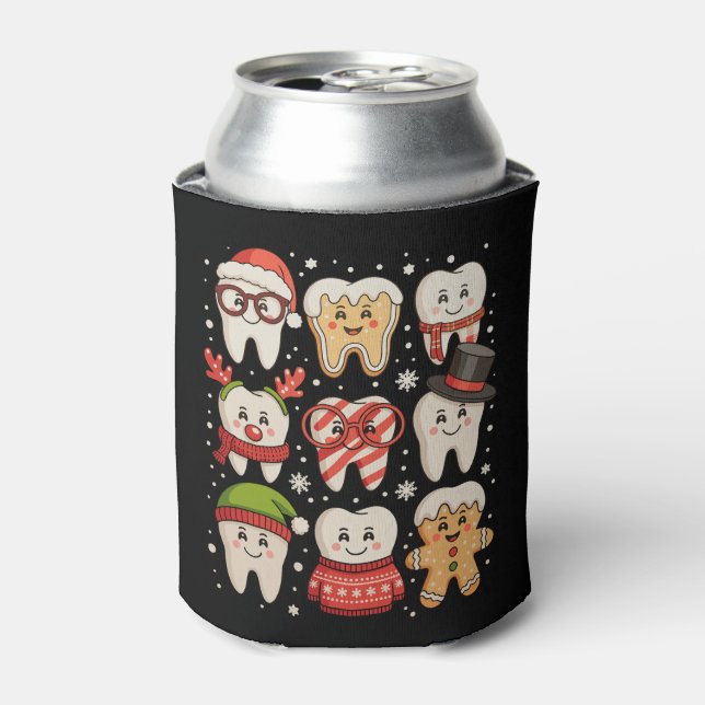 Rafraîchisseur Pour Canette Dentaire Noël mignon Dentiste Santa Hat Xmas (Can devant)