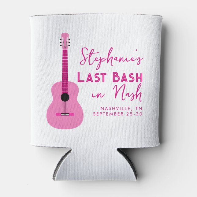 Rafraîchisseur Pour Canette Dernier Bassin de Guitare Rose à Nash Bachelorette (Devant)