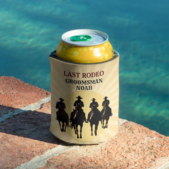 Rafraîchisseur Pour Canette Dernier Rodéo Cowboy Coucher de soleil Nom du Garç (Piscine in situ)