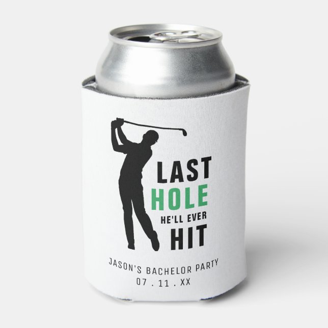Rafraîchisseur Pour Canette Dernier Trou Golf Swing Bachelor Party Blanc (Can devant)