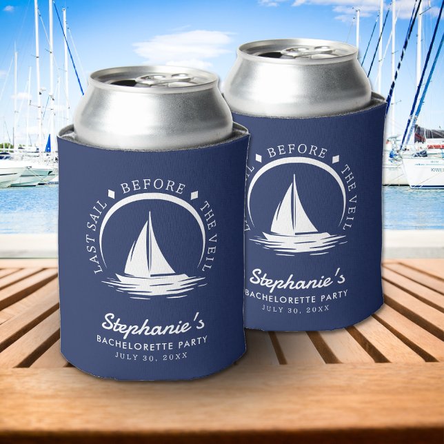 Rafraîchisseur Pour Canette Dernière voile avant la fête de bachelorette bleue (Last Sail Before the Veil Blue Bachelorette Party Can Cooler
)